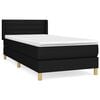 vidaXL Boxspring met matras stof zwart 90x200 cm
