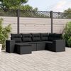 vidaXL 6-delige Loungeset met kussens poly rattan zwart