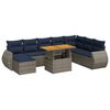 vidaXL 9-delige Loungeset met kussens poly rattan grijs