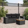 vidaXL 4-delige Loungeset met kussens poly rattan zwart