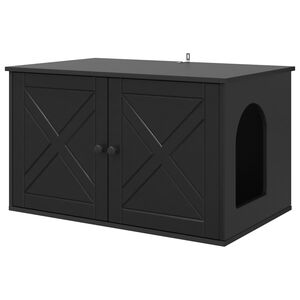 vidaXL Kattenhuis Zwart 85 x 55 x 50,5 cm Bewerkt hout