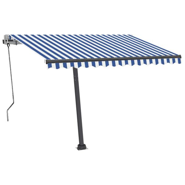 vidaXL Luifel vrijstaand automatisch 350x250 cm blauw en wit