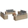 vidaXL 13-delige Loungeset met kussens poly rattan beige
