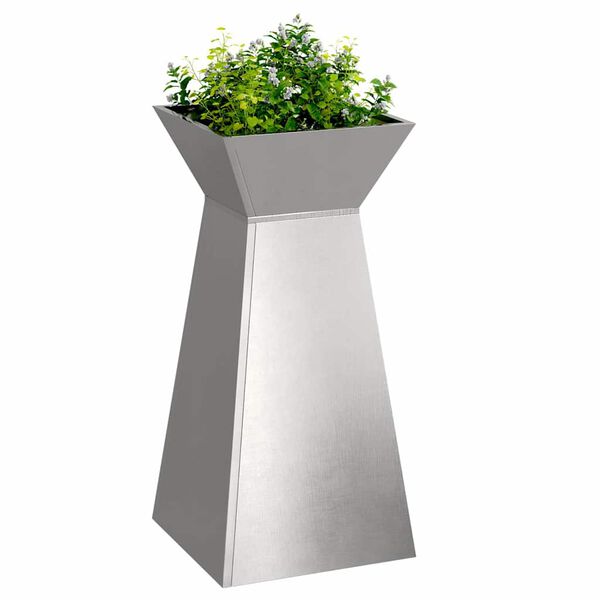 vidaXL Pilaar Plantenbak Zilver 35 x 35 x 73 cm Roestvrij staal