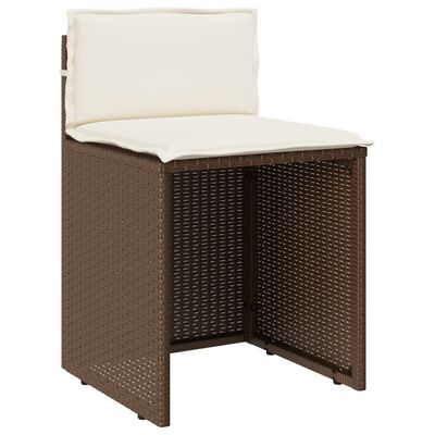 vidaXL 3-delige Bistroset met kussens poly rattan bruin