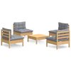 vidaXL 5-delige Loungeset met grijze kussens grenenhout