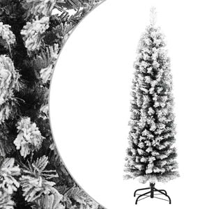 vidaXL Kunstkerstboom met sneeuw smal 150 cm PVC groen