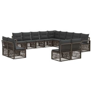vidaXL Tuinbankenset 13 st Grijs poly rattan