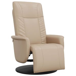 vidaXL Fauteuil verstelbaar met voetensteun kunstleer cappuccinokleur