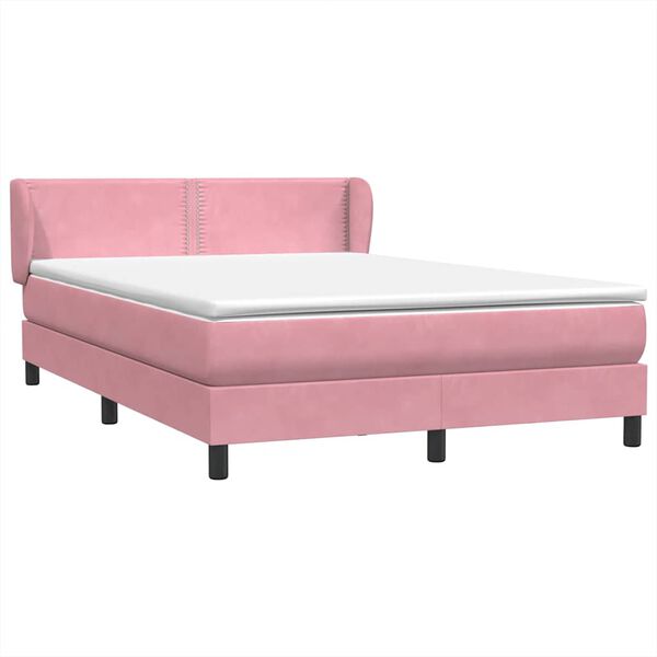 vidaXL Boxspring met matras fluweel roze 160x220 cm