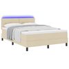 vidaXL Boxspring bed met matras met hoofdeinde Cr&egrave;me 140 x 190 cm Stof