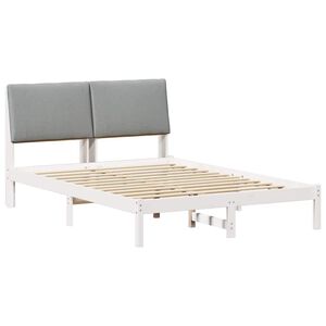 vidaXL Bedframe Wit en lichtgrijs 140 x 200 cm Massief grenenhout