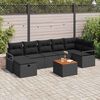 vidaXL Tuinbankenset met kussen met opslag 8 pcs Zwart poly rattan