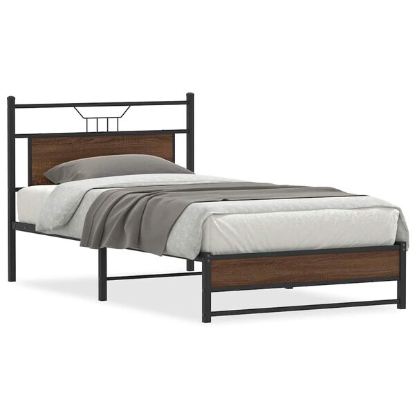 vidaXL Bedframe zonder matras bewerkt hout bruin eikenkleur 100x200 cm