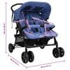 vidaXL Tweelingkinderwagen staal marineblauw