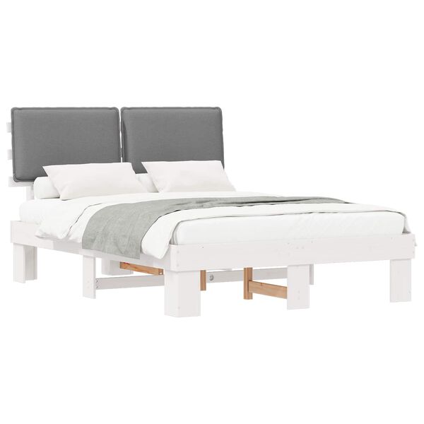 vidaXL Bedframe met Gevoerd Hoofdgedeelte Lichtgrijs 140 x 190 cm