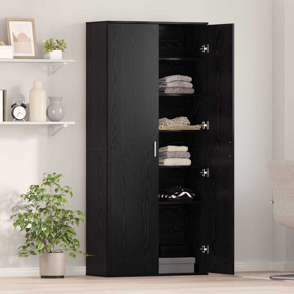 vidaXL Hoogboard Zwart eiken 80 x 35 x 180 cm Bewerkt hout