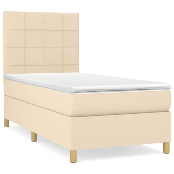 vidaXL Boxspring met matras stof cr&egrave;mekleurig 90x190 cm