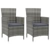 vidaXL Tuinstoelen 2 st met kussens poly rattan grijs
