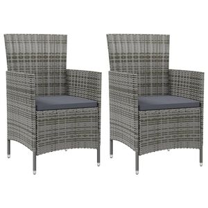 vidaXL Tuinstoelen 2 st met kussens poly rattan grijs