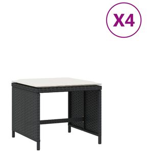 vidaXL Tuinkrukken 4 st met kussens 40x40x35 cm poly rattan zwart