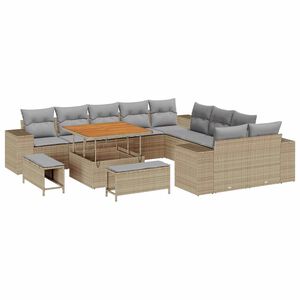 vidaXL Tuin Sofa Set 13 st Beige poly rattan