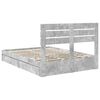 vidaXL Opslag bed met hoofdeinde Beton Grijs 150 x 200 cm Bewerkt hout