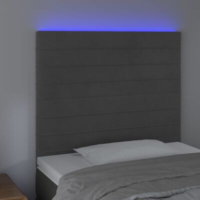 vidaXL Hoofdbord LED 90x5x118/128 cm fluweel donkergrijs