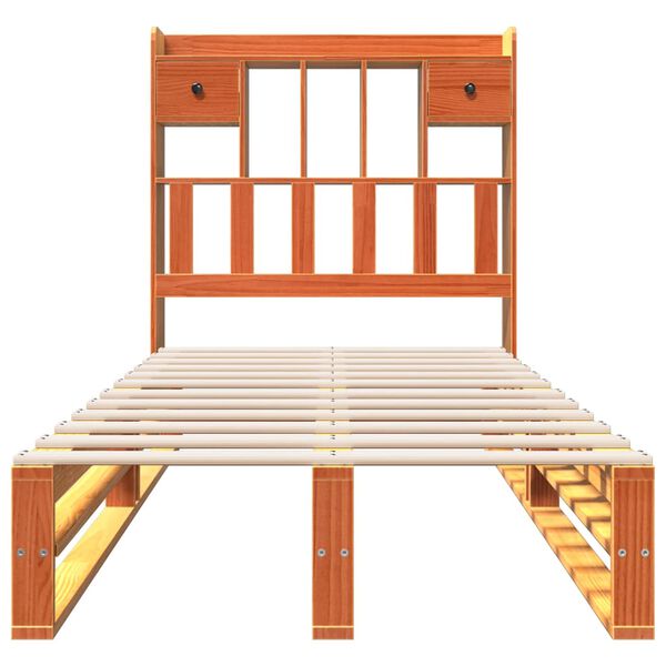 vidaXL Bed met boekenkast zonder matras grenenhout wasbruin 100x200 cm