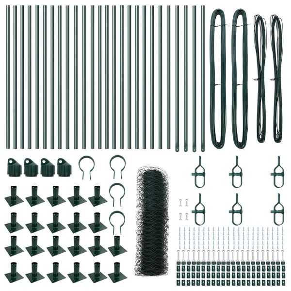 vidaXL Afrasteringspaal Groen 50 x 0,8 m (36 mm gaas) Staal en PVC