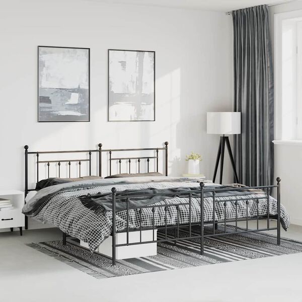 vidaXL Bedframe met hoofd- en voeteneinde metaal zwart 193x203 cm