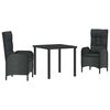 vidaXL Tuin eettafelset 3 st Zwart poly rattan