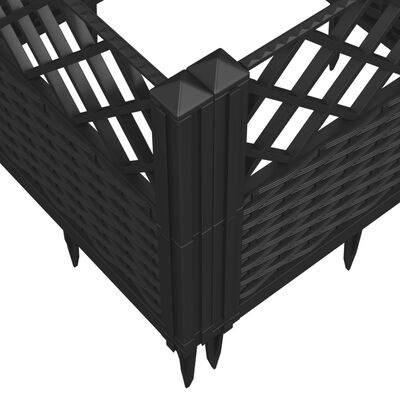 vidaXL Plantenbak met pinnen 123,5x43,5x43,5 cm polypropeen zwart