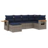 vidaXL 6-delige Loungeset met kussens poly rattan grijs