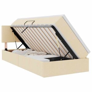 vidaXL LED Opslagbed met Matras Cr&egrave;me 90 x 190 cm Stof