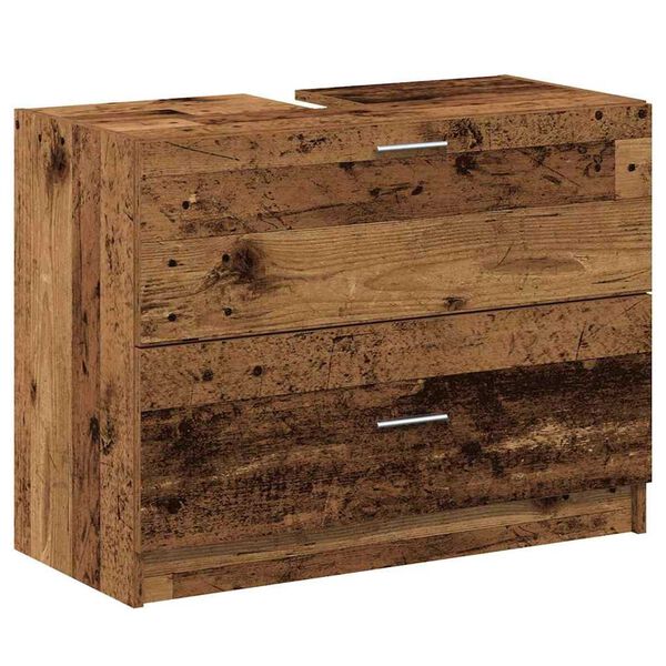 vidaXL Badkamer Kast met lade Oud Hout 78 x 37 x 59 cm Bewerkt hout