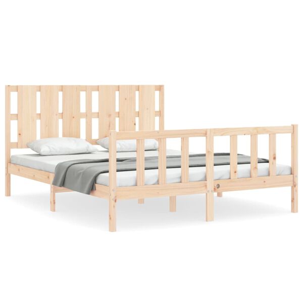 vidaXL Bedframe met hoofdbord massief hout