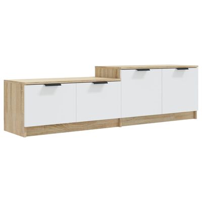 vidaXL Tv-meubel 158,5x36x45 cm bewerkt hout wit en sonoma eikenkleur
