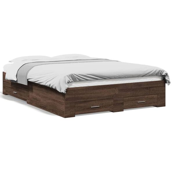 vidaXL Bedframe met lades bewerkt hout bruin eikenkleurig 120x190 cm