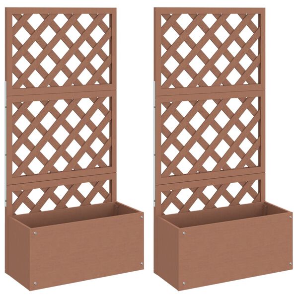 vidaXL Plantenbakken met latwerk 2 st 65x33x135 cm HKC bruin