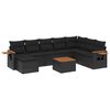 vidaXL 9-delige Loungeset met kussens poly rattan zwart