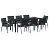 vidaXL Tuin eettafelset 9 pcs Zwart en Grijs PE Rattan