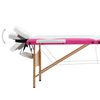 vidaXL Massagetafel inklapbaar 3 zones hout wit en roze
