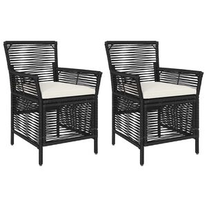 vidaXL Buitenstoel met kussen 2 pcs Zwart en Cr&egrave;me poly rattan