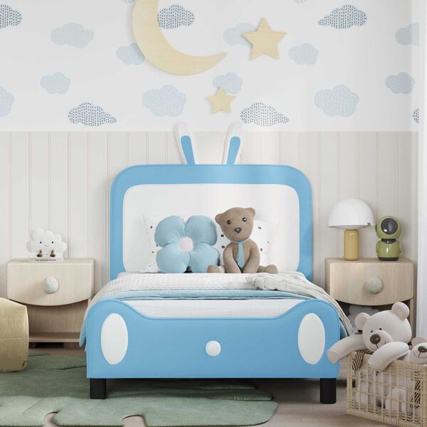 vidaXL Bedframe voor kinderen met hoofdbord Blauw 80 x 200 cm PU