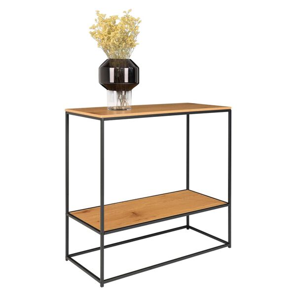 House Nordic Wandtafel Avery met 2 schappen eikenkleurig zwart