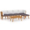 vidaXL 6-delige Loungeset met kussens massief acaciahout