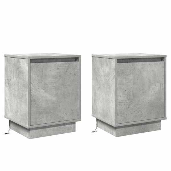 vidaXL Nachtkastje 2 pcs Beton Grijs 39 x 34,5 x 50 cm Bewerkt hout