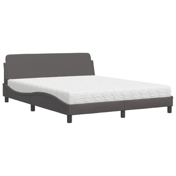 vidaXL Bed met matras "Dover" kunstleer grijs 160x200 cm