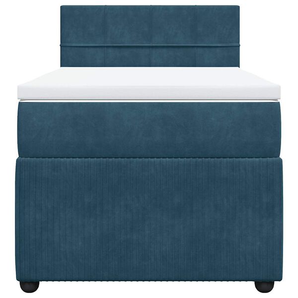 vidaXL Boxspring met matras fluweel blauw 90x200 cm